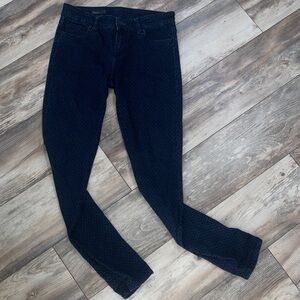 Kut From The Kloth Diana Skinny Dark Blue Denim Jeans Black Polka Dots Size 6
